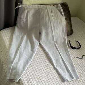 Poetry light grey Pull-On elastic waist Wide tapered Leg Linen pants 18/20”​